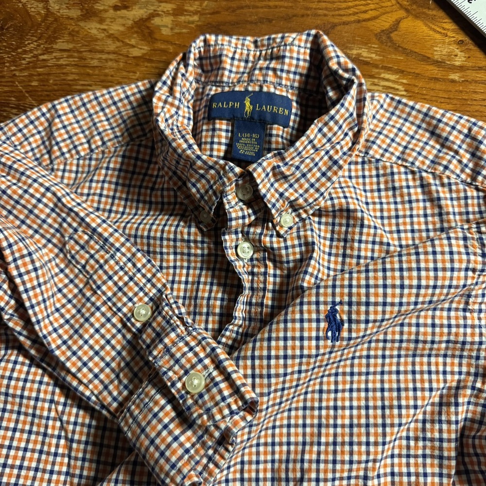 Polo Ralph Lauren‎ Boys Long Sleeve Plaid Shirt Size L Large 14/16